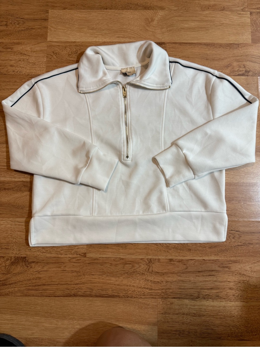 Elie Tahari White Quarter Zip Pullover Sweatshirt Size M